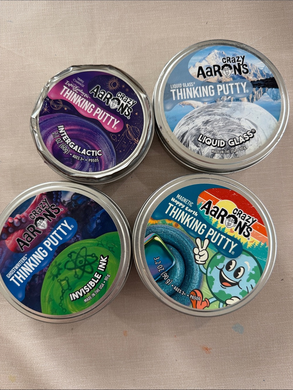 Thinking Putty Variety Pack - Blue, Purple, Green, Silver Tins